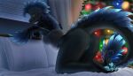 2026 4_toes anthro anus ark_survival_(series) arm_feathers arm_support baubles bed bedroom bent_arm big_butt biped bite biting_lip biting_own_lip black_body black_claws black_eyebrows black_frill black_lips black_scales black_tail black_vulva blinds blue_body blue_clitoris blue_feathers blue_fur blue_hair blue_pawpads blue_tail_tuft bottomless bottomless_anthro bottomless_female breasts brown_wall butt christmas christmas_decorations christmas_lights christmas_tree claws clitoris clothed clothed_anthro clothed_female clothing colored crop_top digital_drawing_(artwork) digital_media_(artwork) english_description eyebrows eyelashes fan_character fangs feather_hair feathers feet female female_anthro frill_(anatomy) fur furniture genitals grey_clothing grey_crop_top grey_shirt grey_topwear hair head_crest head_frill hi_res holidays inside kneeling leaning leaning_forward leaning_on_elbow light lighting lips lizard long_tail looking_at_viewer looking_back looking_back_at_viewer lying medium_breasts medium_hair multicolored_body non-mammal_breasts non-mammal_vulva nonbinary_(lore) nyx_(alzema13) on_back on_bed pawpads pillow plant polarrcrystall pseudo_hair reptile rock_drake scales scalie self_bite shaded shirt smile smiling_at_viewer solo tail tail_tuft teeth toe_claws toes topwear trans_(lore) trans_woman_(lore) tree tuft vulva wall_(structure) white_bedding white_pillow window window_curtains