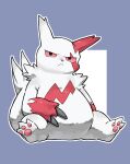  2020 :&lt; absurd_res ambiguous_gender anthro digital_media_(artwork) featureless_crotch fur hi_res mammal markings minamo_(pixiv17726065) nintendo pawpads paws pok&eacute;mon pok&eacute;mon_(species) red_markings red_sclera simple_background solo video_games white_background white_body white_fur zangoose 