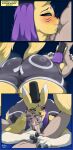 after_orgasm anthro athletic_wear balls bandai_namco big_butt big_penis blush bodily_fluids bottomwear butt canid canine claws clothing comic_panel cum cum_drip cum_in_mouth cum_in_nose cum_inside cum_on_balls cum_on_penis cum_on_tongue cum_while_penetrated deep_throat dialogue digimon digimon_(species) dripping duo ejaculation excessive_cum excessive_genital_fluids fellatio femboy fluffy_void genital_fluids genitals gym_bottomwear gym_shorts hand_on_belly hand_on_penis hat headgear headwear hi_res huge_penis human humanoid interspecies josou_seme larger_male licking male male/male mammal man_on_anthro neck_bulge oral oral_penetration penetration penile penis penis_lick power_bottom presenting_cum_inside risky_sex saliva sex sharp_teeth shorts size_difference taodad_(galaflava) taomon teeth thick_thighs tight_clothing tongue