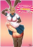  absurd_res balls big_balls big_breasts big_penis breasts cherry_popper clothing genitals herm hi_res huge_balls huge_breasts huge_penis intersex lagomorph leporid looking_at_viewer mammal parody penis rabbit school_uniform smile smiling_at_viewer solo tohilewd uniform 