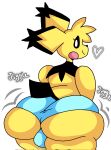  &lt;3 anthro balls_outline big_butt butt clothed clothing genital_outline girly hi_res huge_butt lewd_dorky looking_at_viewer looking_back male motion_lines nintendo pichu pok&eacute;mon pok&eacute;mon_(species) presenting presenting_hindquarters shaking_butt solo thick_thighs topless video_games 