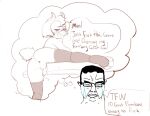 2_horns anal_request anthro anus aroused backsack balls big_glasses bodily_fluids boss_monster_(undertale) bovid butt caprine chudjak clothing crying darkner deltarune english_text eyes_closed eyewear femboy foreskin genital_fluids genitals glasses half-erect horn human humanoid_genitalia humanoid_penis imagination legwear male male_anthro male_human mammal meme monochrome mostly_nude narrowed_eyes partially_retracted_foreskin penis precum precum_string presenting presenting_hindquarters profanity raised_leg ralsei rectangular_glasses round_glasses saliva saliva_on_tongue sketch solo_focus stirrup_legwear stirrup_stockings stockings sukk-madikk talking_to_another talking_to_self tears text tongue tongue_out undertale_(series) wearing_glasses