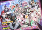  5boys 6+girls alternate_costume animal_ear_fluff animal_ears animal_hands apron ashveil_(honkai:_star_rail) black_dress black_gloves black_hair black_hat blade_(honkai:_star_rail) blonde_hair blue_eyes booth_seating bow bowtie breasts brown_hair cat_boy cat_ears cat_girl cat_tail cleavage closed_eyes commentary_request crossdressing crossdressing_(mtf) cup dan_heng_(honkai:_star_rail) dress drinking eating enmaided evanescia_(honkai:_star_rail) fang food forehead_jewel fox_ears fox_girl furbo_(honkai:_star_rail) glasses gloves grey_hair hair_between_eyes hand_on_own_forehead hand_to_own_mouth hat highres himeko_(honkai:_star_rail) holding holding_cup holding_saucer holding_tray honkai:_star_rail honkai_(series) ice_cream jacket kemonomimi_mode livestream long_hair long_sleeves looking_at_viewer lucio_(luci0_52) maid maid_apron maid_headdress male_maid march_7th_(honkai:_star_rail) medium_breasts mini_hat mini_top_hat multicolored_eyes multiple_boys multiple_girls one_eye_closed open_mouth paw_gloves pearl_(honkai:_star_rail) pink_eyes pink_hair red_hair saucer short_hair short_hair_with_long_locks short_sleeves silver_wolf_(cat-maid_ensemble)_(honkai:_star_rail) silver_wolf_(honkai:_star_rail) sitting skin_fang smile sparkle_(honkai:_star_rail) sparxie_(honkai:_star_rail) standing stelle_(honkai:_star_rail) sundae sunday_(honkai:_star_rail) sweatdrop tail teacup thighhighs top_hat trailblazer_(honkai:_star_rail) tray tripping twintails two-tone_eyes v very_long_hair welt_yang white_apron white_bow white_bowtie white_dress white_hair white_hat white_jacket white_thighhighs yao_guang_(honkai:_star_rail) yellow_eyes 