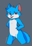  absurd_res anthro blue_body blue_fur blush domestic_cat felid feline felis fur hi_res male mammal moordred open_mouth red_eyes simple_background solo white_body white_fur young 