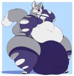  anthro balls_outline brush brushing bulge canid canine canis clothed clothing crossdressing detailed_bulge dipstick_tail fur genital_outline grey_body grey_fur hi_res hyper lingerie looking_at_viewer male mammal markings noirbutt nonbinary_(lore) overweight penis_outline purple_clothing shy simple_background solo tail_markings tieg_graywolf wolf 