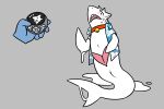  3:2 ? anthro anthro_to_feral bell clothed clothing collar disembodied_hand duo fish hacony male marine shark simple_background sketch solo solo_focus transformation white_body 