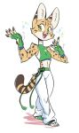  anthro beezii bra clothing felid feline female mammal midriff navel serval solo sports_bra underwear 