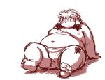  2021 anthro belly blush book_whitener briefs bulge canid canine canis clothing domestic_dog kemono male mammal monochrome_(series) moobs navel nipples overweight overweight_male piss_stain simple_background sitting solo takagi_kyou tighty_whities underwear white_briefs white_clothing white_underwear 