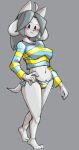  anthro blush breasts butt canid canine clothed clothing felid feline female fur habaki5648 hair hi_res mammal panties pose simple_background solo tem temmie_(undertale) topwear undertale undertale_(series) underwear video_games white_body white_fur 