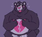  &lt;3 2021 anthro barely_visible_genitalia barely_visible_penis belly blush campfire_donut care_bears genitals hi_res humanoid_hands male mammal moobs nipples one_eye_closed overweight overweight_male penis simple_background solo ursid wink 