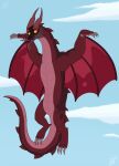  adult_swim balthromaw cartoon_network digital_media_(artwork) dragon feral flying genocide_knight hi_res looking_down male rick_and_morty sky slut_dragon smile spread_wings wings 