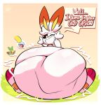 2026 absurd_res after_vore anthro belly big_belly els3d encina_(els3d) female female_pred fur generation_8_pokemon grookey group hi_res huge_belly nintendo pokemon pokemon_(species) scorbunny sitting sobble speech_bubble text trio vore white_body white_fur