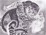  2021 absurd_res anthro bigcat felid female graphite hi_res huge_filesize jaguar male mammal melanistic nude pantherine snow_leopard traditional_media_(artwork) 