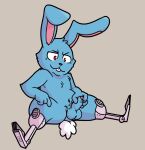 anthro blackjack_o'hare foreskin foreskin_play genitals hi_res kayadult lagomorph leporid male mammal marvel penis proud_expression rabbit robotic_leg simple_background solo