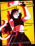 anthro black_bottomwear black_clothing black_gloves black_hair black_handwear black_pants black_topwear blood bodily_fluids bottomwear butcher_vanity cleaver_(knife) clothed clothing cutlery digital_media_(artwork) domestic_cat english_text eyewear felid feline felis fur furrdoktor furrdoktor_(character) glasses gloves hair handwear hi_res holding_knife holding_object kitchen_knife kitchen_utensils knife lyrics mammal music nonbinary_(lore) pants portuguese_text saw simple_background solo text tools topwear wearing_glasses white_body white_fur yellow_background