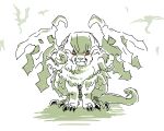  bright_pupils chimaera_(sekaiju) chimera claws closed_mouth commentary_request fangs full_body looking_at_viewer monochrome monster monster_focus motimamire red_eyes sekaiju_no_meikyuu sekaiju_no_meikyuu_2 shadow simple_background sitting sketch snake_tail spot_color tail white_background wings 