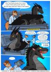 absurd_res anthro black_body black_hair black_horn black_scales blue_background blue_eyes bodily_fluids bottomwear box brown_body canid canine canis clothed clothing comic container crossed_arms darkdraconica darky_(darkdraconica) dave_(darkdraconica) detailed_mouth dialogue dragon ellipsis english_text european_mythology eyes_closed eyewear female feral fingerpads forked_tongue fox fur glasses grey_body grey_fur group hair head_horn hi_res horn if_it_fits_i_sits_(meme) in_box in_container long_neck male mammal membrane_(anatomy) membranous_wings meme multiple_scenes mythological_creature mythological_scalie mythology name_in_dialogue neck_spikes onomatopoeia open_mouth orange_body orange_fur page_number pants pawpads purring rectangular_glasses saliva saliva_string scales scalie sharp_teeth shirt shocked simple_background sound_effects speech_bubble tail talking_feral teeth text tom_(darkdraconica) tongue topwear trio url ventral_scales western_dragon white_clothing white_shirt white_topwear wings wolf yellow_eyes