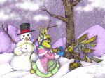  asian_mythology avian bird chinese_mythology east_asian_mythology kirin machine mythology ostrich ratite robot snow snowman steampunk 