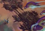  cable cloud dropship gas halo_(series) halo_2 highres kanokoga light_trail military_vehicle no_humans phantom_(halo) scene_reference science_fiction space_station spacecraft threshold_(planet) vehicle_focus 