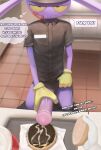 4_fingers absurd_res annoyed anthro big_penis bodily_fluids bottomwear bottomwear_down burger clothed clothing container cum cum_on_food cup disembodied_hand disposable_cup ejaculation english_text fast_food_uniform fingers first_person_view food furrowed_eyebrows genital_fluids genitals glitch_productions hi_res jax_(tadc) lagomorph leporid looking_at_viewer male mammal masturbation pants pants_down partially_clothed penile penile_masturbation penis rabbit solo solomonbnuy speech_bubble spudsy's text the_amazing_digital_circus thought_bubble tray