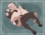 alyson_march_(inscrutable) anus blonde_hair bovid brown_body brown_fur caprine digital_drawing_(artwork) digital_media_(artwork) female female/female fingers flat_colors fur gradient_background hair hooved_fingers hooves mammal pattern_background presenting presenting_anus sheep simple_background stephanie_march_(inscrutable) stogiegoatarts tan_body tan_fur