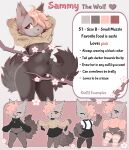 2022 absurd_res anthro areola artist_name belly big_tail biped black_belly black_body black_bottomwear black_breasts black_clothing black_collar black_legs black_panties black_skirt black_tail black_text black_topwear black_underwear bottomless bottomwear branch breasts canid canine canis character_name cherry_blossom circle_eyebrows closed_smile clothed clothing collar color_swatch colored convenient_censorship crop_top cup_size description digital_drawing_(artwork) digital_media_(artwork) ears_up englam english_text eyebrows eyelashes female flower fluffy fluffy_tail footwear fur gesture grey_background grey_body grey_ears grey_face grey_fur grey_head hair hair_over_eye hand_gesture hands_behind_head heart_symbol hi_res hoodie knee_highs knee_socks legwear long_eyelashes long_tail looking_away mammal medium_breasts mouth_closed multiple_outfits navel one_eye_obstructed open_mouth open_smile panties pattern_clothing pattern_footwear pattern_legwear pattern_socks pawpads pink_clothing pink_eyes pink_hair pink_hoodie pink_nose pink_stripes pink_topwear pinup plant pose presenting presenting_body prunus_(flower) raised_clothing raised_sweater raised_topwear red_areola red_eyes sammy_(englam) shirt simple_background simple_face skirt smile socks solo stated_height striped_clothing striped_footwear striped_knee_socks striped_socks stripes sweater sweater_only tail tan_clothing tan_topwear text topwear topwear_only underwear v_sign white_clothing white_topwear wolf