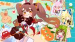  >_< 1girl :d :o angelina_(arknights) angelina_the_mellow_wish_(arknights) animal_ear_fluff animal_ears arknights black_boots black_gloves black_hairband black_thighhighs blush_stickers boots brown_hair carrot commentary cutting_mat deformed dr._mijinko dress floating_hair food fox_ears fox_girl fruit gloves hairband heart heart_hands highres jacinta_(arknights) long_hair long_sleeves looking_at_viewer orange_(fruit) pigeon-toed pink_eyes pink_hair pleated_dress polaroid_photo postage_stamp postmark rabbit_ears rabbit_girl raccoon_ears raccoon_girl scrapbook smile spoken_heart sticker thighhighs thumpy_(arknights) timeslot_(arknights) twintails untranslatable_commentary washi_tape_(object) white_dress yellow_eyes 