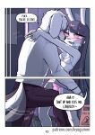absurd_res against_surface against_wall anthro arms_around_neck bangs blush blush_lines breath bulge canid canine canis cherry_the_rabbit closet clothing comic comic_panel corey_(kyogummi) dialogue domestic_dog dress duo english_text erection erection_under_clothing gynomorph gynomorph/male hair hi_res intersex intersex/male kyogummi lagomorph leporid long_hair male mammal music musical_note musical_symbol profanity rabbit red_eyes sound_effects speech_bubble straddling symbol tenting text url