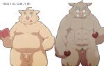  2016 anthro balls belly blush book brown_body duo edit flaccid genitals hi_res humanoid_genitalia humanoid_hands humanoid_penis kemono kisukemk777 male male/male mammal moobs muscular muscular_male overweight overweight_male penis pubes simple_background small_penis suid suina sus_(pig) tongue tongue_out uncensored white_background wild_boar 