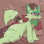 1:1 2026 bdsm big_butt blush blush_lines bodily_fluids bottomwear brown_bottomwear brown_clothing brown_hair brown_pants butt butt_slap cheek_tuft clothing digital_drawing_(artwork) digital_media_(artwork) dripping duo ejaculation english_text erogenous_tail facial_tuft felid feline female female_orgasm feral fingerless_gloves fur generation_9_pokemon genital_fluids gloves green_body green_fur hair handwear head_tuft heart_symbol human imminent_orgasm in_heat interspecies leaking_vagina looking_pleasured lustful_gaze lying male male/female mammal neck_tuft nintendo on_side open_mouth orgasm pants petplay pokemon pokemon_(species) purple_eyes red_clothing red_shirt red_topwear roleplay saliva saliva_drip shaded shaking shino_coffe shiny_pokemon shirt simple_background slap spanking sprigatito sweat sweatdrop tail tears tears_of_pleasure text topwear trembling tuft vaginal_fluids vaginal_squirting