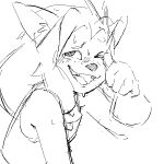  1:1 akunim animated anthro black_and_white blizzard_entertainment canid canine female hair hilda_(warcraft) laugh mammal monochrome open_mouth short_playtime simple_background smile solo video_games warcraft were werecanid white_background worgen 