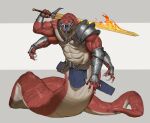 4_arms absurd_res alcohol apode armor beverage bottomwear clothing crius draconcopode fangs hi_res legless loincloth male melee_weapon multi_arm multi_limb muscular naga open_mouth pacelic purple_mouth purple_tongue reptile sake scalie serpentine snake solo sword tail teeth tongue weapon