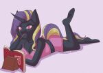  anthro biped black_body black_fur equid equine fan_character female fur hair hasbro hooves horn horse mammal multicolored_hair my_little_pony pony reading solo two_tone_hair two_tone_tail unicorn usamin 