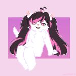  1:1 absurd_res anthro clothing domestic_cat felid feline felis female fluffy hair hi_res long_hair mammal moordred open_mouth red_eyes simple_background sitting solo topwear 