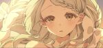  1girl 7290snk blue_archive blush bow braid braided_bangs brown_eyes brown_hair commentary hair_bow highres looking_at_viewer miyo_(blue_archive) miyo_(c108_swimsuit)_(blue_archive) official_alternate_hairstyle open_mouth side_braids solo white_bow 
