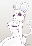  absurd_res animal_crossing anthro arm_under_breasts breasts female half-closed_eyes hi_res looking_at_viewer mammal monochrome mouse murid murine narrowed_eyes nintendo nipples nude petri_(animal_crossing) rodent sharkysocks solo thick_thighs video_games 
