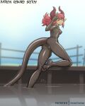 2026 4:5 animal_humanoid anus blue_eyes breasts butt dragon dragon_humanoid elizabeth_bathory_(fate) fate_(series) feet female genitals gesture hair hand_gesture horn humanoid humanoid_pointy_ears mud muddy mythological_creature mythological_scalie mythology nipples noise-tanker nude one_eye_closed pink_hair pointy_ears scalie smile solo tail type-moon v_sign vulva wink