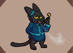 anthro cartoon_network clothing domestic_cat elderly felid feline felis kayadult male mammal mao_mao:_heroes_of_pure_heart shin_mao simple_background smoke smoking_pipe