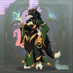 1:1 3_toes absurd_res anthro black_body black_fur black_hair black_nose blizzard_entertainment bottomwear breasts canid cleavage clothed clothed_anthro clothed_female clothing feet female fingers fur hair hi_res hindpaw horn humanoid_hands mammal multicolored_body multicolored_fur pants paws solo tail toes two_tone_body two_tone_fur visage_form warcraft wavorn werecanid werecreature white_body white_fur worgen
