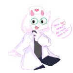  1:1 absurd_res anthro blush bovid caprine clothed clothing coat deltarune english_text eyewear fur glasses goat headgear headwear hi_res lab_coat male mammal moordred nurse_clothing nurse_headwear ralsei simple_background solo text topwear undertale_(series) video_games white_body white_fur young 