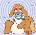 2026 ageplay animated animated_gif anthro bib big_diaper big_tail blue_clothing blue_pacifier blue_shirt blue_topwear blush bodily_fluids brainwashing brown_body brown_fur clothed clothing cross-eyed diaper digital_media_(artwork) dipstick_tail eevee english_text fur generation_1_pokemon genital_fluids half-closed_eyes hi_res hypnosis infantilism intelligence_loss male markings mind_control muffin_(puppypamps) narrowed_eyes nintendo object_in_mouth pacifier pacifier_in_mouth pink_eyes pokemon pokemon_(species) puppypamps ringed_background ringed_eyes roleplay saliva shirt short_playtime solo tail tail_markings text topwear two_tone_tail unclean_diaper urine used_diaper wearing_diaper wet_diaper