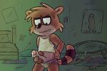  anthro cartoon_network clothing genitals hand_on_hip hi_res humanoid_genitalia humanoid_penis male mammal masturbation penile penile_masturbation penis procyonid raccoon regular_show rigby_(regular_show) shirt simplepossum solo tank_top topwear underwear 