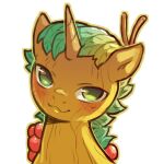  1:1 alpha_channel alternate_species berry blush cold-blooded-twilight dryad elemental_creature equid equine feral flora_fauna food friendship_is_magic fruit hasbro headshot_portrait horn hybrid leaf leaf_hair looking_at_viewer male mammal my_little_pony plant plant_hair portrait pseudo_hair simple_background snails_(mlp) solo transparent_background unicorn young 