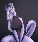  anthro big_breasts bottomless breasts clothed clothing digital_media_(artwork) draako dragon female feretta hair head_tilt hi_res meme meme_clothing mis&#039;alia shaded silver_skin simple_background sweater sweater_only topwear topwear_only virgin_killer_sweater white_hair yellow_eyes 