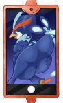 absurd_res alpha_channel anthro anus belly big_belly breasts butt dima_(artist) female female_anthro generation_4_pokemon generation_9_pokemon genitals hi_res huge_belly hyper hyper_pregnancy nintendo pokemon pokemon_(species) pregnant pregnant_anthro pregnant_female quaquaval rotom rotom_phone solo spread_anus spread_butt spread_vulva spreading vulva