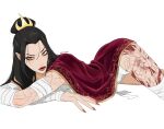  1girl absurdres artist_name avatar:_the_last_airbender avatar_legends azula black_hair body_markings braid braided_ponytail commentary english_commentary hair_bun highres lipstick long_hair makeup red_lips signature single_hair_bun solo tattoo topknot virtuware 