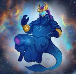  anthro asian_mythology aurelion_sol_(lol) balls biceps big_balls big_penis bioluminescence blue_body blue_eyes bodily_fluids claws cosmic_background dragon east_asian_mythology eastern_dragon erection flufflecraft genitals glowing hair hi_res huge_balls huge_penis hyper hyper_balls hyper_genitalia hyper_penis league_of_legends looking_at_viewer male muscular muscular_anthro muscular_male mythology nude open_mouth pecs penis riot_games scalie simple_background solo space space_background triceps vein veiny_penis video_games 
