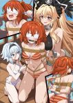  3girls ahoge anne_bonny_(fate) anne_bonny_(swimsuit_archer)_(first_ascension)_(fate) arms_behind_back ass bdsm bikini bit_gag black_bikini black_hairband black_hat blindfold blonde_hair blue_eyes blue_shorts blush bondage bound bound_arms breasts commentary_request commission crossed_bangs fate/grand_order fate_(series) fujimaru_ritsuka_(female) fujimaru_ritsuka_(female)_(brilliant_summer) gag gagged grey_hair hair_between_eyes hair_ornament hair_scrunchie hairband hat highres holding holding_rope jolly_roger kneeling large_breasts looking_at_another mary_read_(fate) mary_read_(swimsuit_archer)_(first_ascension)_(fate) medium_breasts multiple_girls navel o-ring o-ring_top ocean official_alternate_costume one_side_up open_mouth orange_bikini orange_eyes orange_hair orange_scrunchie petite pirate_hat pixiv_commission rope scar scar_on_face scrunchie shibari shimouki_izui shorts shoulder_blades striped_bikini striped_clothes swimsuit tying variant_set white_bikini 