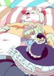  alice_(tas) anthro bed belly clothing doll dress duo female furniture gothic_lolita human jambavan kusarikakemono lifewonders lolita_(fashion) male mammal navel overweight sleeping tokyo_afterschool_summoners ursid video_games 