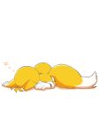  1boy animal_ears animal_nose blue_eyes commentary_request faceplant fox_boy fox_ears fox_tail furry furry_male gloves lying male_focus multiple_tails on_stomach roshii_(roshi_loshi_641) simple_background sleeping solo sonic_(series) tail tails_(sonic) white_background white_gloves zzz 